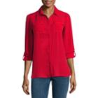 A.n.a 3/4 Sleeve Button-front Shirt - Tall