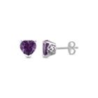 Lab-created Alexandrite Sterling Silver Heart-shaped Earrings