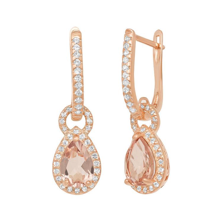 Pink Morganite 10k Gold Over Silver Drop Earrings