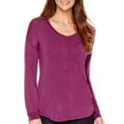 Liz Claiborne Long-sleeve Scoopneck Button-front Henley