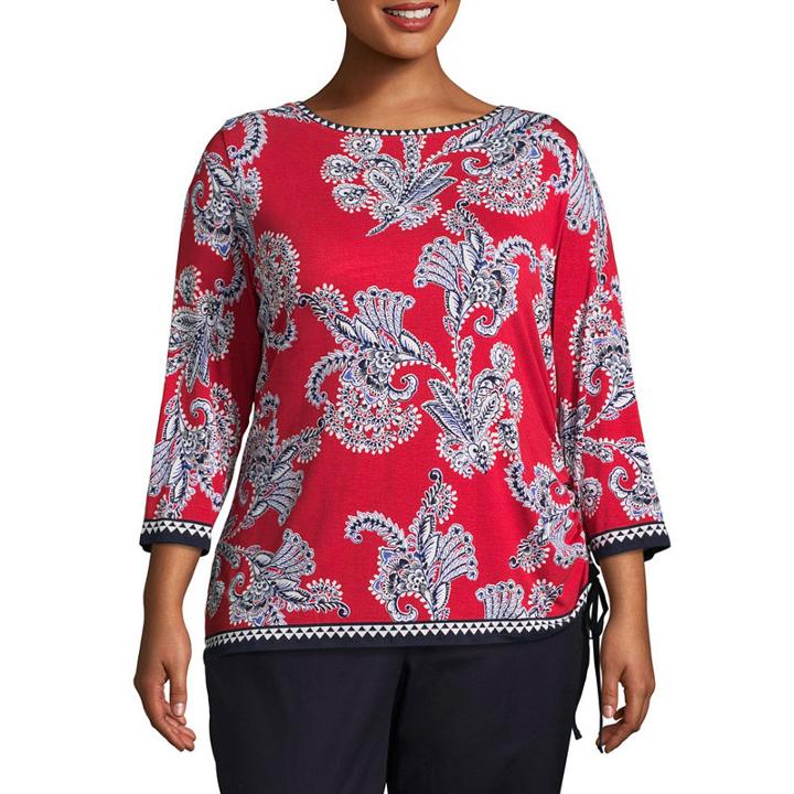 Lark Lane Cote D'azur Embellished Fern Top- Plus