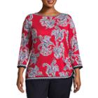 Lark Lane Cote D'azur Embellished Fern Top- Plus
