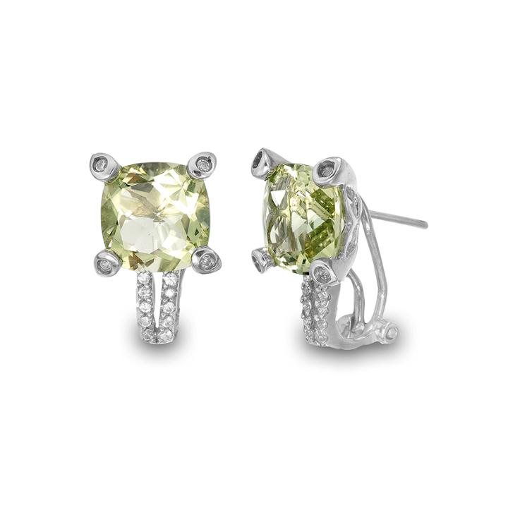 Princess Yellow Quartz Sterling Silver Stud Earrings