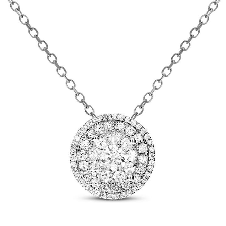 Womens 1 Ct. T.w. Genuine White Diamond Round Pendant Necklace