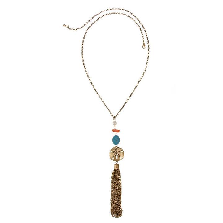 Mixit 4.25 Mixit Coral Turq Pearl Womens Pendant Necklace