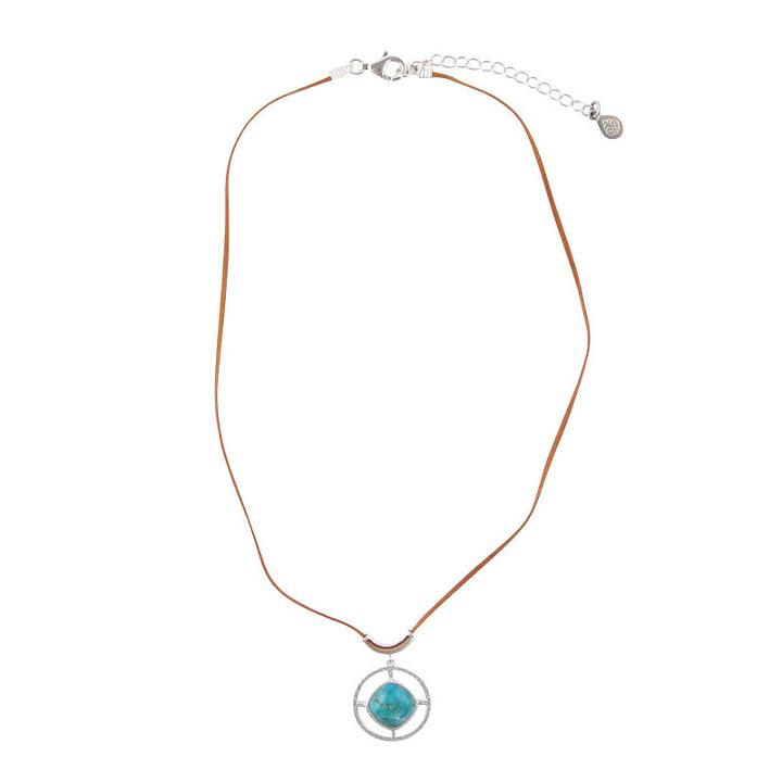 Silver Elements By Barse Womens Lab Created Blue Turquoise Sterling Silver Pendant Necklace