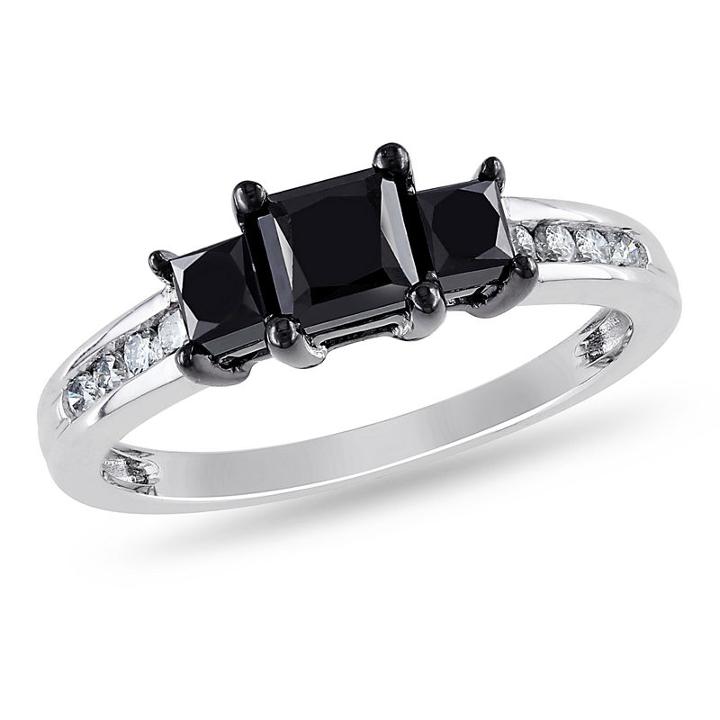 Love Lives Forever Womens 1 1/2 Ct. T.w. Diamond Black 3-stone Ring
