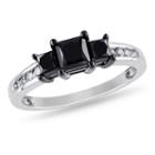 Love Lives Forever Womens 1 1/2 Ct. T.w. Diamond Black 3-stone Ring