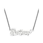 Personalized 15x45mm Diamond-cut Scroll Name Necklace