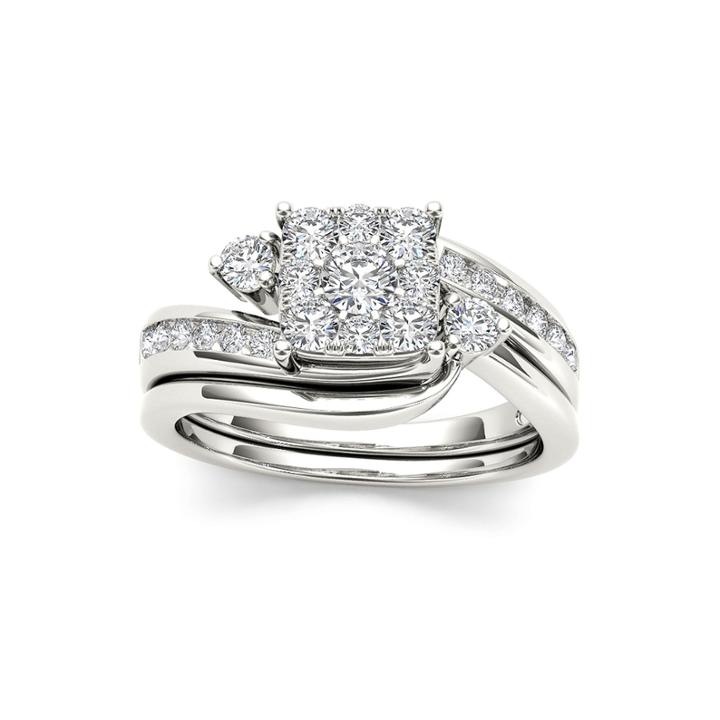 3/4 Ct. T.w. Diamond 10k White Gold Bridal Set Ring