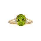 Limited Quantities Genuine Peridot And Diamond-accent 10k Yellow Gold Ring