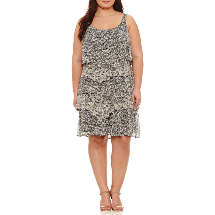 Robbie Bee Sleeveless Medallion Sheath Dress-plus