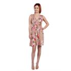 24seven Comfort Apparel Lauren Brown And Pink Floral Empire Waist Dress