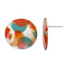 Aris By Treska Colorful Silver-tone Button Earrings