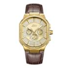 Jbw Orion 18k Gold-plated 0.12 C.t.w Diamond Mens Brown Strap Watch-j6342b