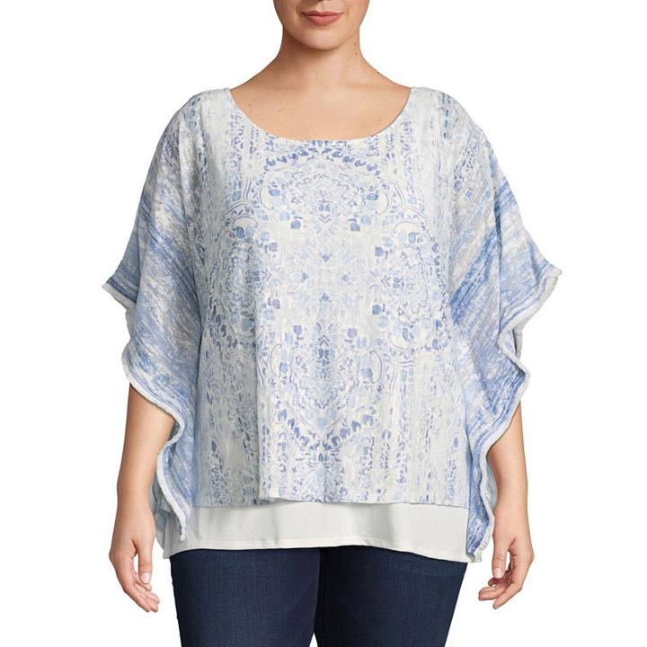 Lark Lane Play The Blues Medallion Burnout Top- Plus