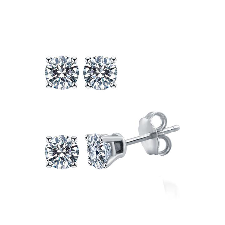 Deluxe 1/4 Ct. T.w. Round White Diamond 14k Gold Stud Earrings