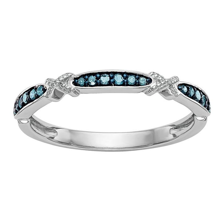 Womens 1/10 Ct. T.w. Blue Diamond 14k Gold Wedding Band
