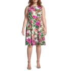 Liz Claiborne Sleeveless Pattern Fit & Flare Dress - Plus