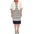 Maya Brooke Short-sleeve Tribal Jacket Dress - Plus
