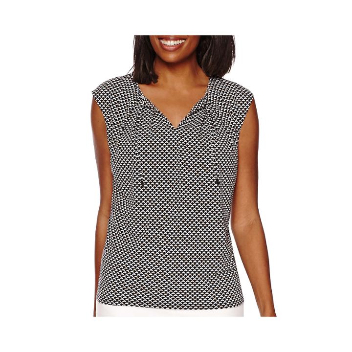 Liz Claiborne Sleeveless Tie-front Knit Top