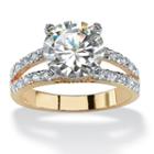 Diamonart Womens 4 1/2 Ct. T.w. Round White Cubic Zirconia Gold Over Brass Engagement Ring
