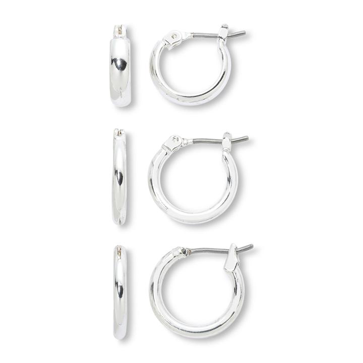 Mixit Silver-tone 3-pr. Hoop Earring Set