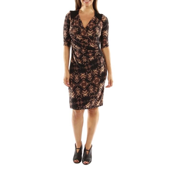 24/7 Comfort Apparel Unforgettable First Impression Faux Wrap Dress