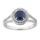 Womens 1/3 Ct. T.w. Genuine Sapphire Blue 10k White Gold Cocktail Ring