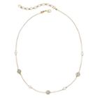 Vieste Simulated Pearl And Fireball Gold-tone Illusion Necklace