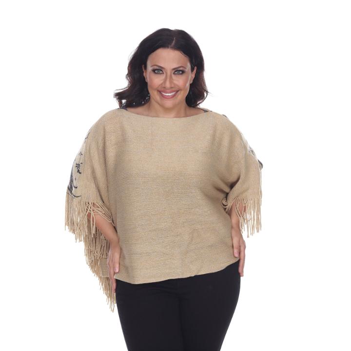 White Mark Eagle Wings Poncho - Plus