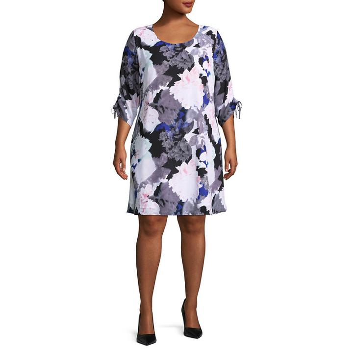 Worthington 3/4 Sleeve Shift Dress-plus