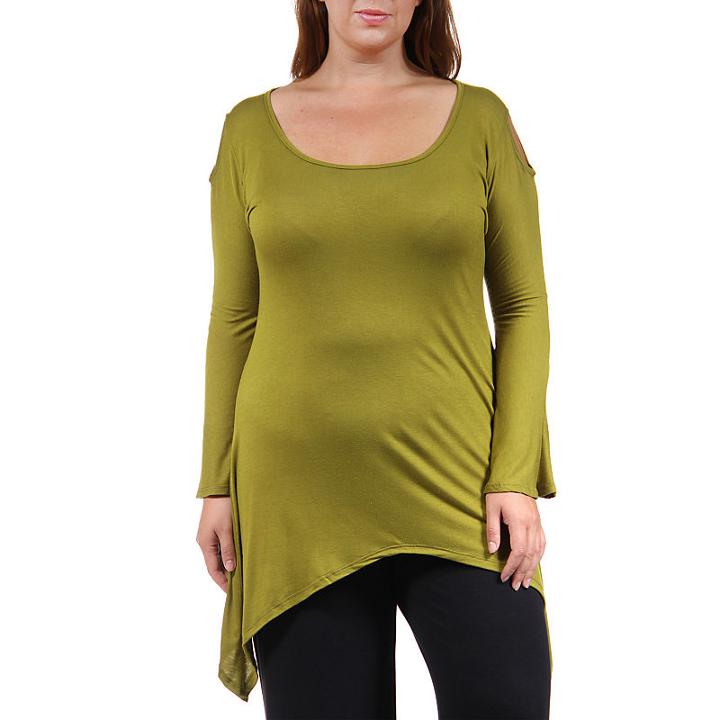24/7 Comfort Apparel Split-sleeve High-low Tunic Top-plus