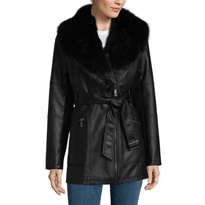 Miss Gallery Belted Midweight Motorcycle Jacket