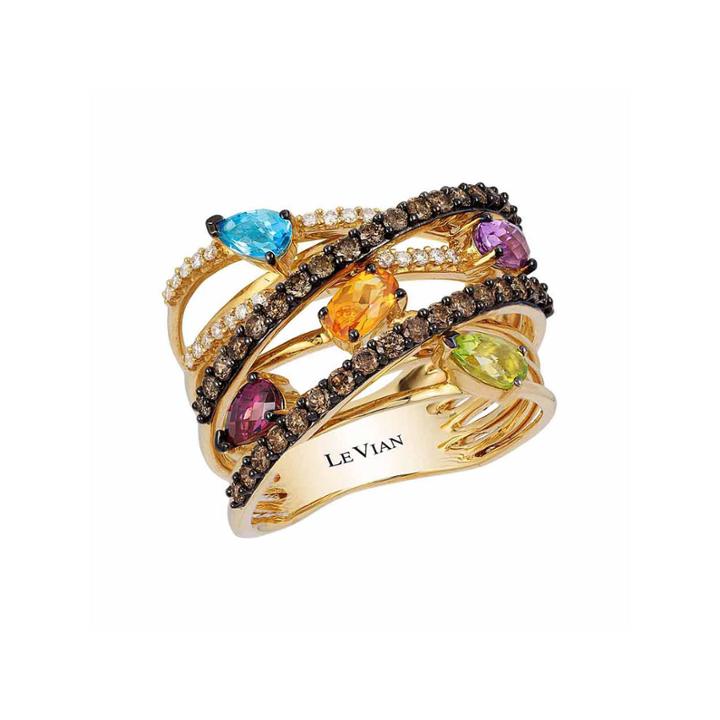 Grand Sample Sale By Le Vian Grape Amethyst, Raspberry Rhodolite, Cinnamon Citrine, Green Apple Peridot, 1/10 Ct. T.w. Vanilla Diamonds & Chocolate