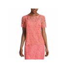 Liz Claiborne Short Sleeve Crew Neck Lace Blouse