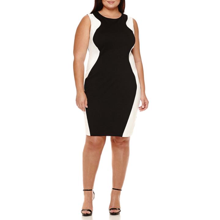 Bisou Bisou Sleeveless Colorblock Scuba Sheath Dress - Plus