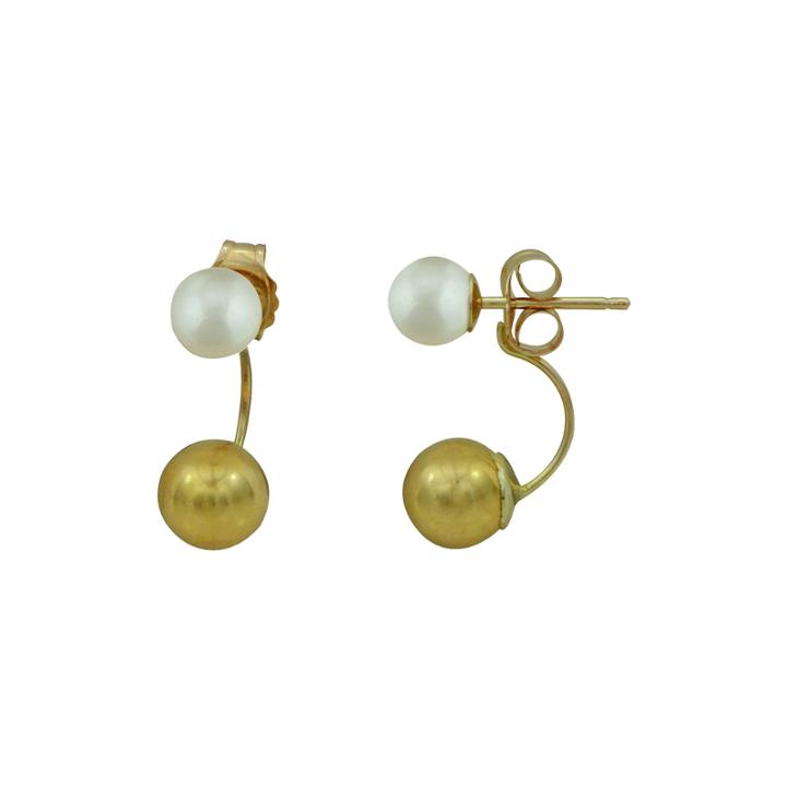 Genuine Pearl 14k Yellow Gold Ball Earrings