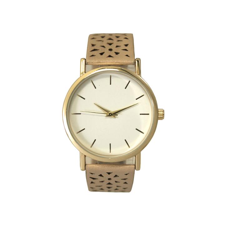 Olivia Pratt Laser Cut Womens Brown Strap Watch-16258