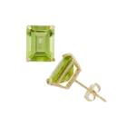 Emerald Green Peridot 10k Gold Stud Earrings