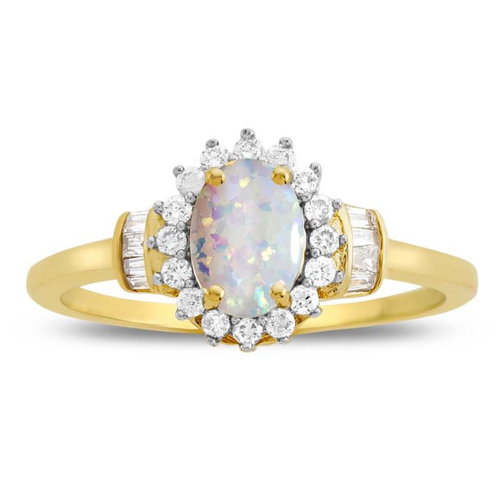 Womens 1/4 Ct. T.w. Multi Color Opal 10k Gold Cocktail Ring