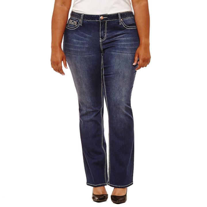 Boutique + 31 Embellished Pocket Bootcut Jeans-plus