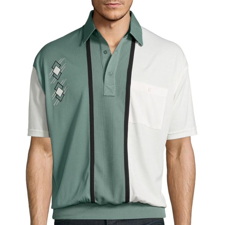 Palmland Striped Banded-hem Polo