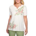 Alfred Dunner Parrot Cay Short Sleeve Split Crew Neck T-shirt-womens