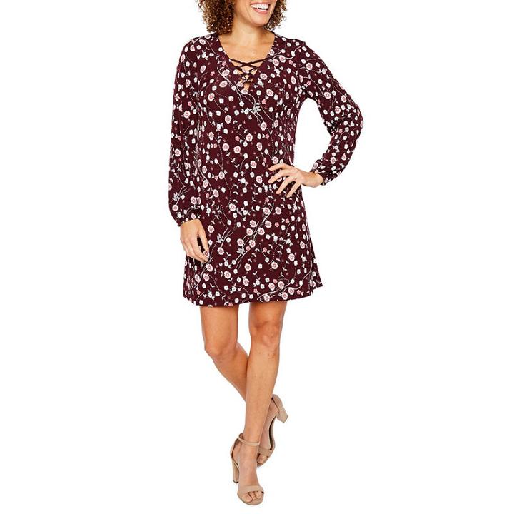 Be By Chetta B Long Sleeve Floral Shift Dress