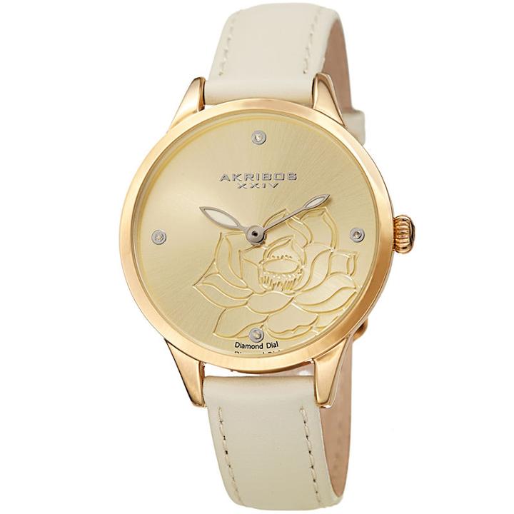 Akribos Xxiv Womens White Strap Watch-a-1047wt
