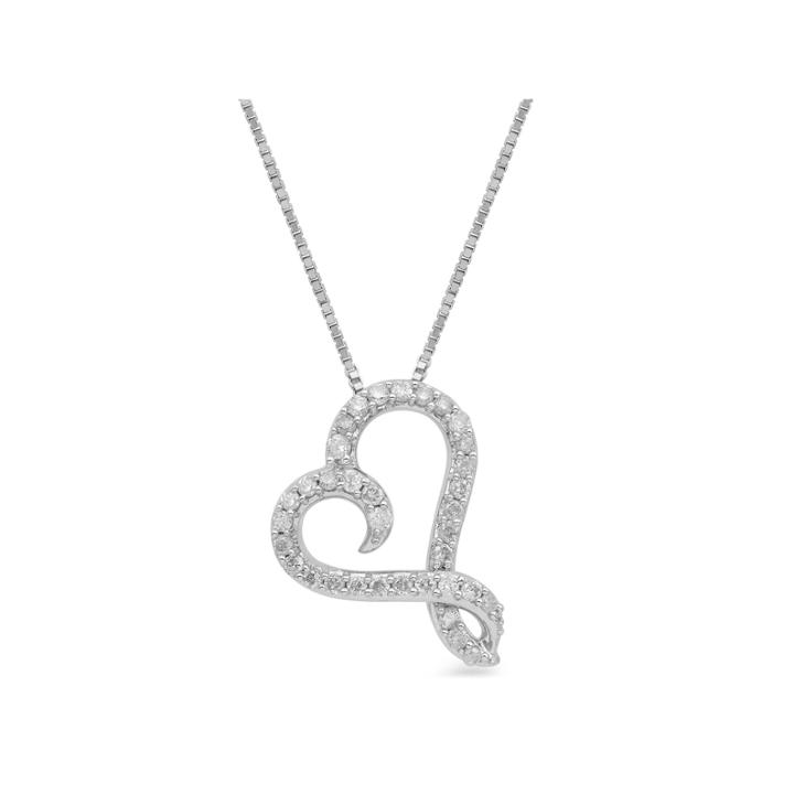Hallmark Diamonds Womens 1/4 Ct. T.w. White Diamond Sterling Silver Pendant Necklace