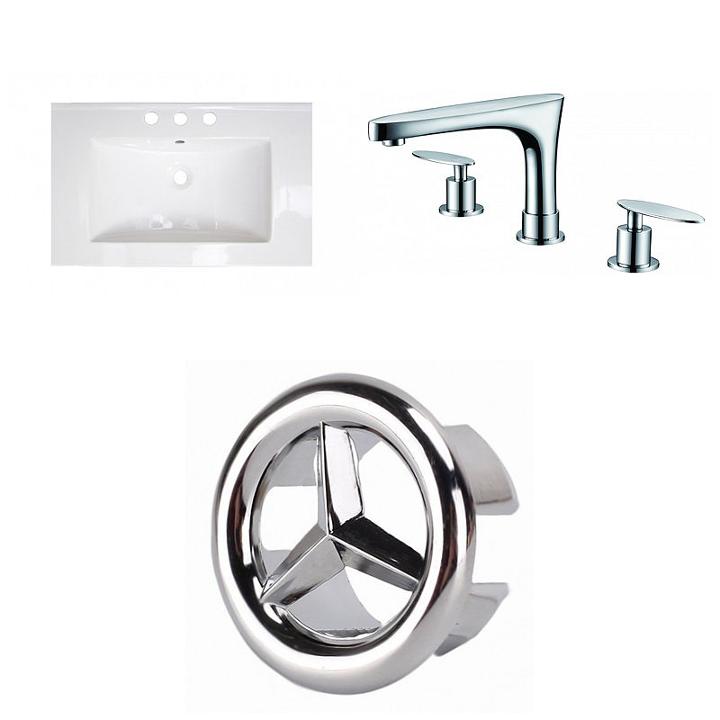 24.25-in. W 3h8-in. Ceramic Top Set In White Color- Cupc Faucet Incl.