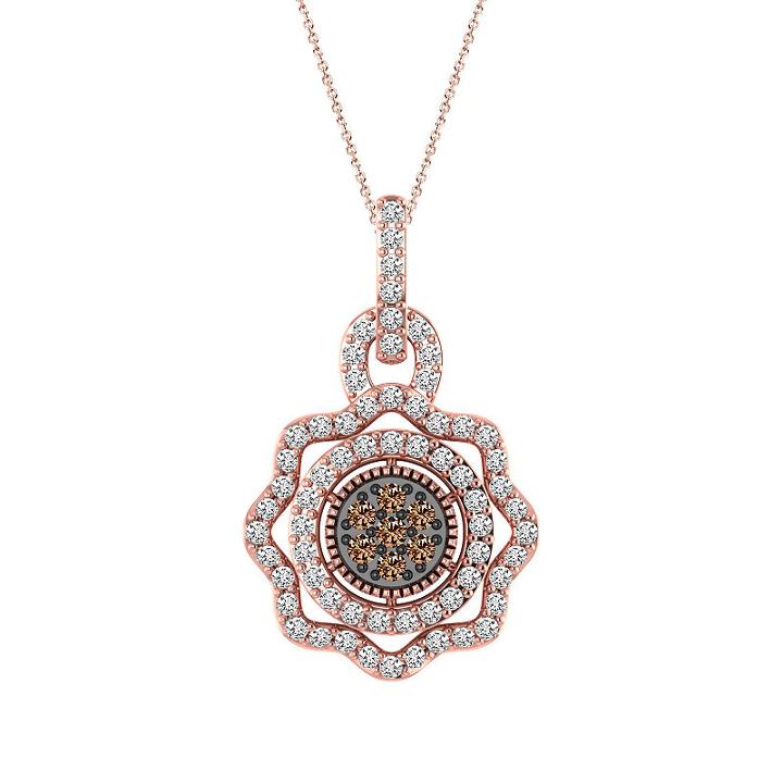 Womens 3/4 Ct. T.w. Genuine Champagne Diamond 10k Gold Pendant Necklace