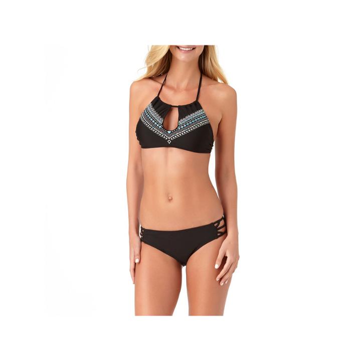 Arizona High Neck W/ Embroidery Swimsuit Top-juniors